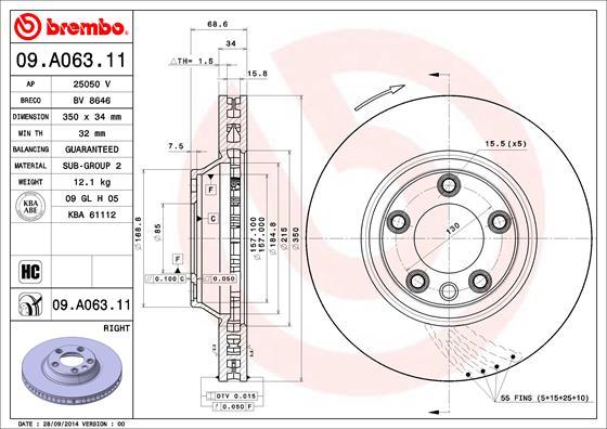 Brembo 09.A063.11 - Kočioni disk www.molydon.hr