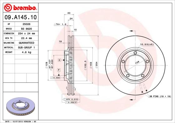 Brembo 09.A145.10 - Kočioni disk www.molydon.hr