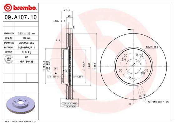 Brembo 09.A107.10 - Kočioni disk www.molydon.hr