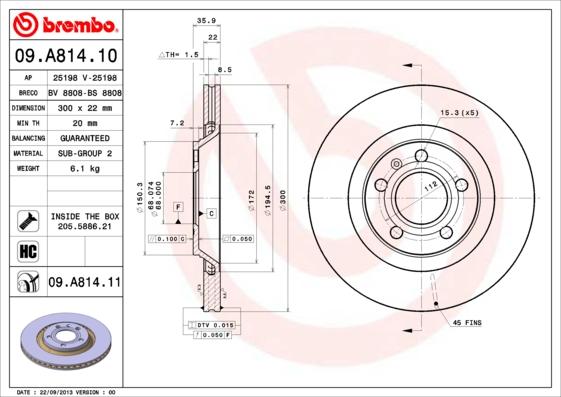 Brembo 09.A814.10 - Kočioni disk www.molydon.hr