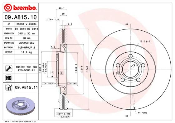 Brembo 09.A815.11 - Kočioni disk www.molydon.hr