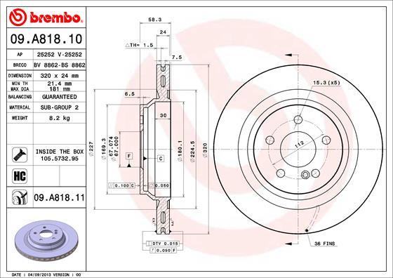 Brembo 09.A818.11 - Kočioni disk www.molydon.hr