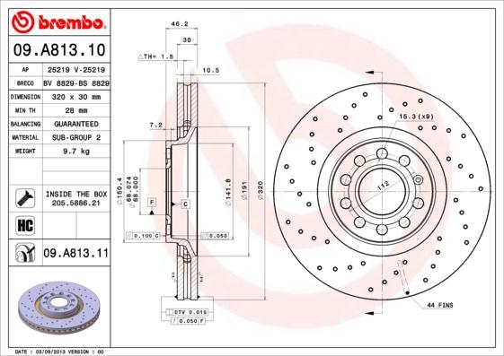 Brembo 09.A813.11 - Kočioni disk www.molydon.hr