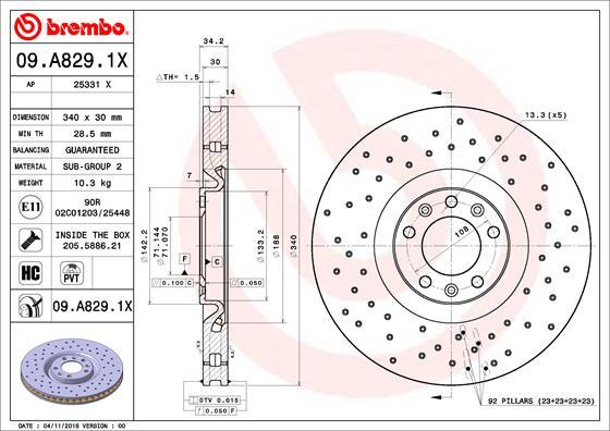 Brembo 09.A829.1X - Kočioni disk www.molydon.hr