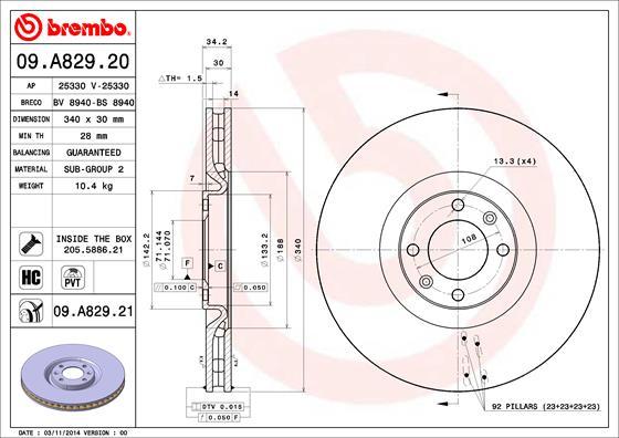 Brembo 09.A829.21 - Kočioni disk www.molydon.hr