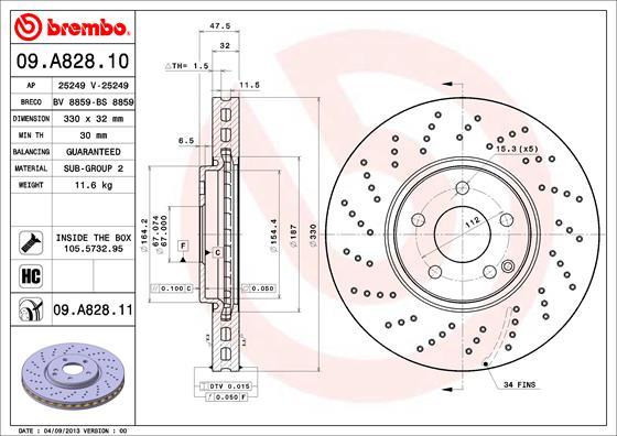 Brembo 09.A828.11 - Kočioni disk www.molydon.hr