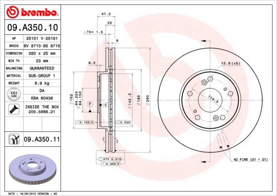 Brembo 09.A350.11 - Kočioni disk www.molydon.hr