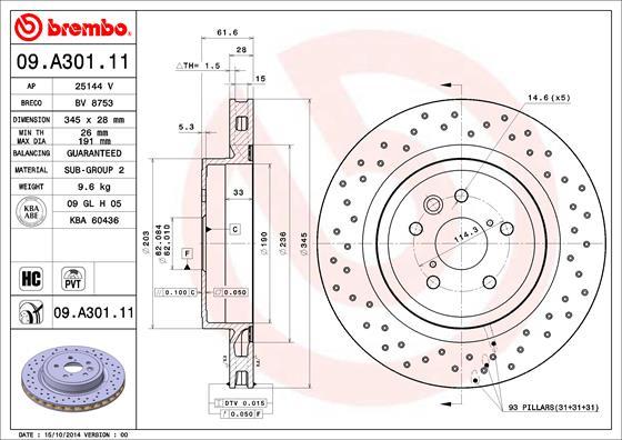 Brembo 09.A301.11 - Kočioni disk www.molydon.hr