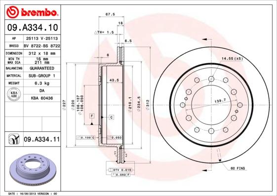 Brembo 09.A334.11 - Kočioni disk www.molydon.hr