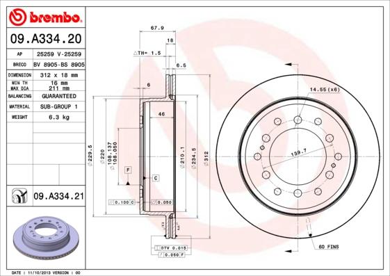 Brembo 09.A334.20 - Kočioni disk www.molydon.hr