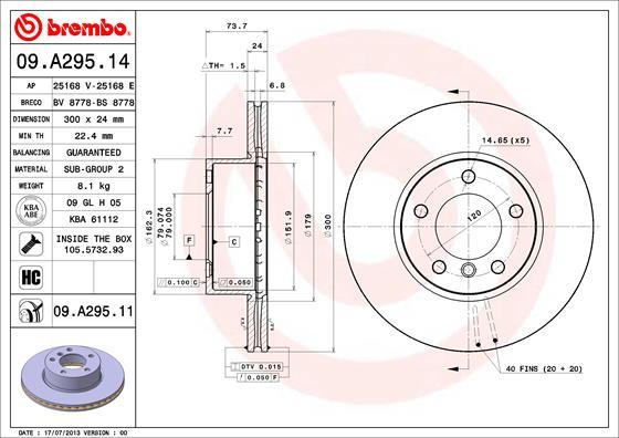 Brembo 09.A295.11 - Kočioni disk www.molydon.hr