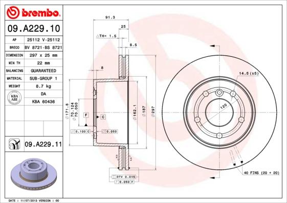 Brembo 09.A229.11 - Kočioni disk www.molydon.hr