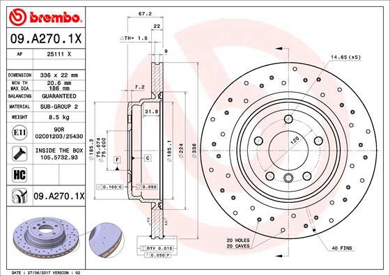 Brembo 09.A270.1X - Kočioni disk www.molydon.hr