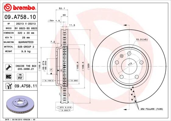 Brembo 09.A758.11 - Kočioni disk www.molydon.hr