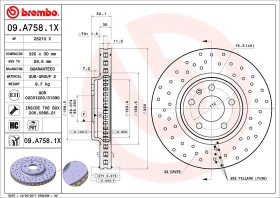 Brembo 09.A758.1X - Kočioni disk www.molydon.hr