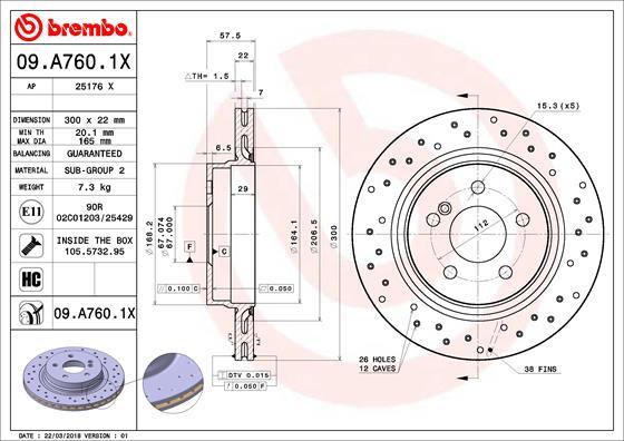 Brembo 09.A760.1X - Kočioni disk www.molydon.hr