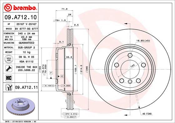 Brembo 09.A712.10 - Kočioni disk www.molydon.hr