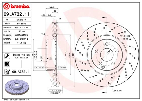 Brembo 09.A732.11 - Kočioni disk www.molydon.hr