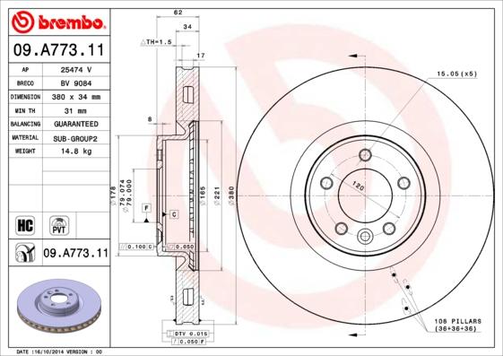 Brembo 09.A773.11 - Kočioni disk www.molydon.hr