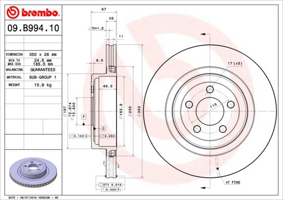 Brembo 09.B994.10 - Kočioni disk www.molydon.hr