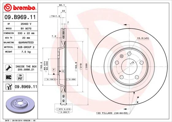 Brembo 09.B969.11 - Kočioni disk www.molydon.hr