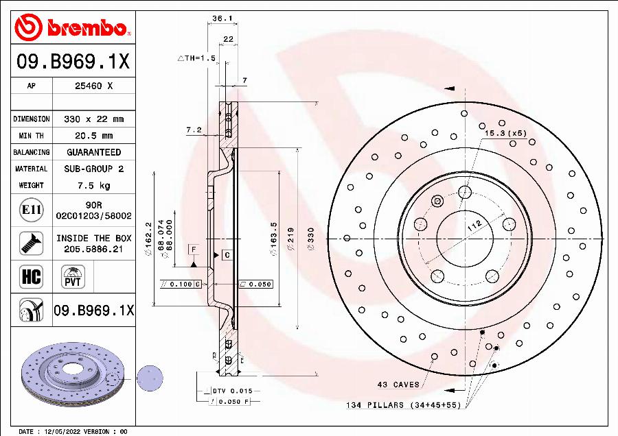 Brembo 09.B969.1X - Kočioni disk www.molydon.hr