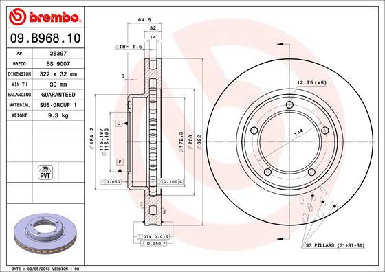 Brembo 09.B968.10 - Kočioni disk www.molydon.hr