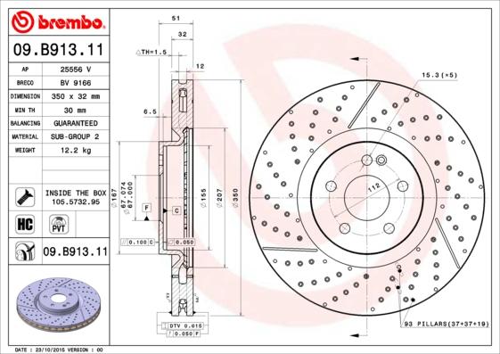 Brembo 09.B913.11 - Kočioni disk www.molydon.hr