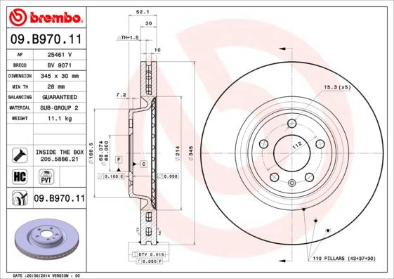 Brembo 09.B970.11 - Kočioni disk www.molydon.hr