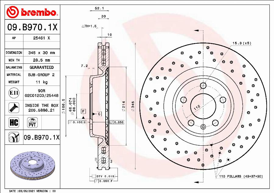 Brembo 09.B970.1X - Kočioni disk www.molydon.hr