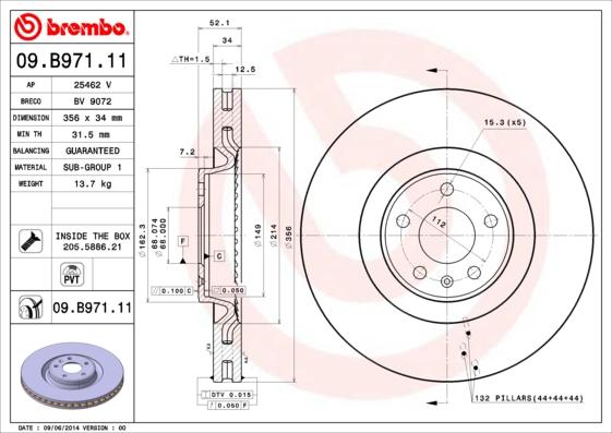 Brembo 09.B971.11 - Kočioni disk www.molydon.hr