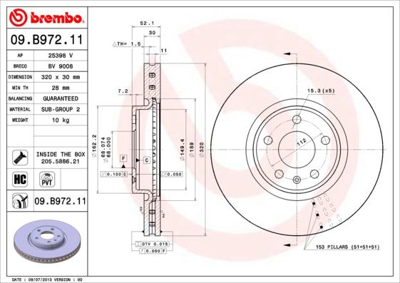 Brembo 09.B972.11 - Kočioni disk www.molydon.hr