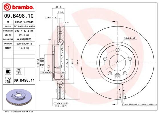 Brembo 09.B498.10 - Kočioni disk www.molydon.hr