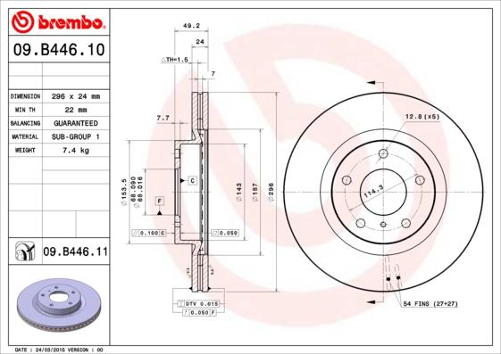 Brembo 09.B446.11 - Kočioni disk www.molydon.hr