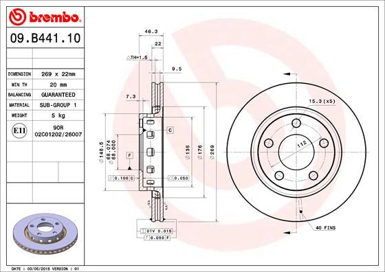 Brembo 09.B441.10 - Kočioni disk www.molydon.hr