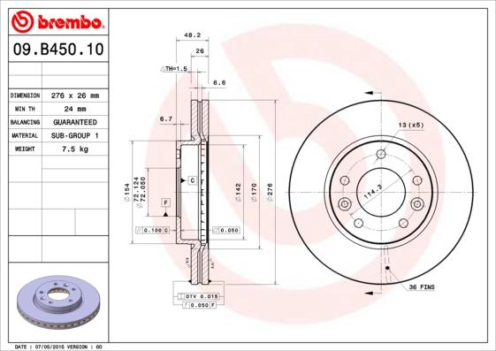 Brembo 09.B450.10 - Kočioni disk www.molydon.hr