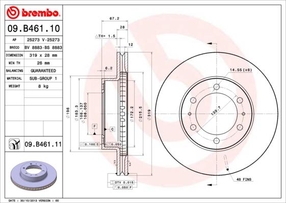 Brembo 09.B461.10 - Kočioni disk www.molydon.hr