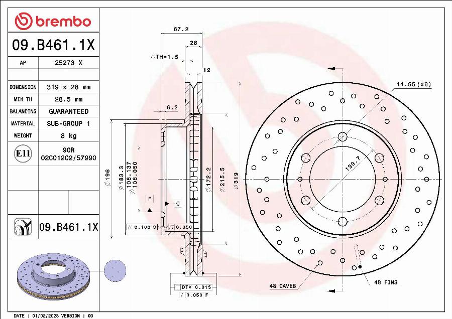 Brembo 09.B461.1X - Kočioni disk www.molydon.hr