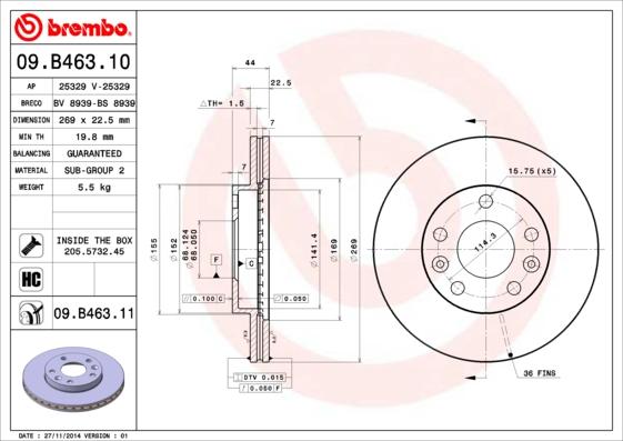Brembo 09.B463.10 - Kočioni disk www.molydon.hr