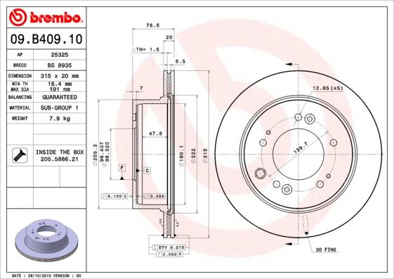 Brembo 09.B409.10 - Kočioni disk www.molydon.hr