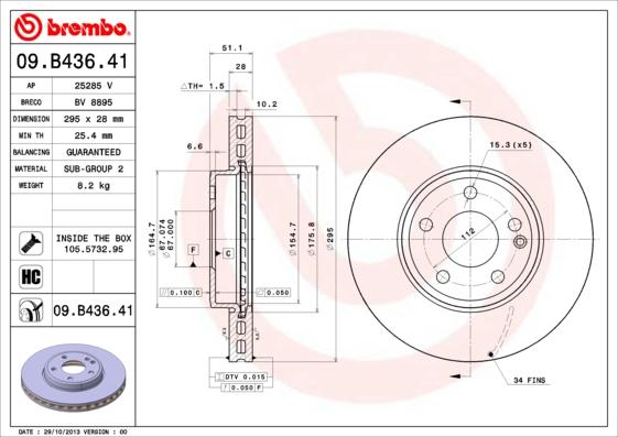 Brembo 09.B436.41 - Kočioni disk www.molydon.hr