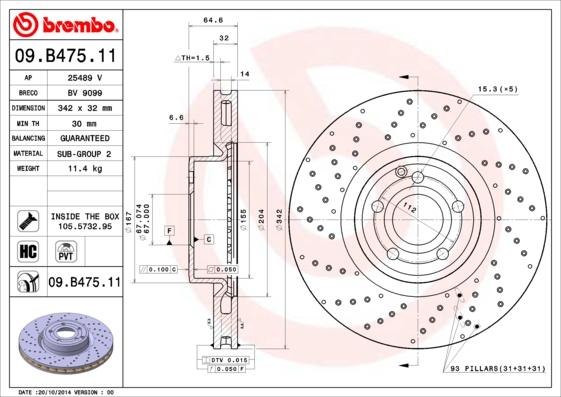 Brembo 09.B475.11 - Kočioni disk www.molydon.hr