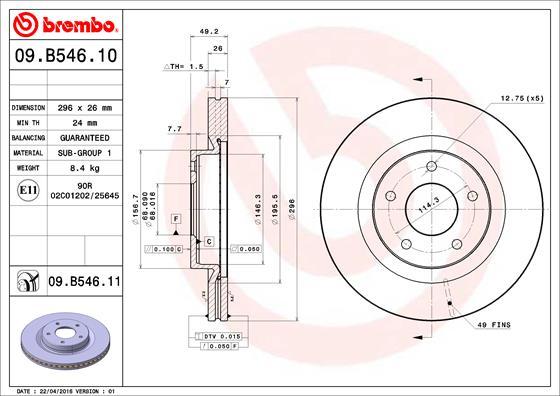 Brembo 09.B546.11 - Kočioni disk www.molydon.hr