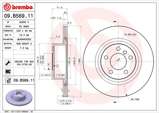 Brembo 09.B569.11 - Kočioni disk www.molydon.hr