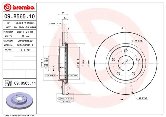 Brembo 09.B565.10 - Kočioni disk www.molydon.hr