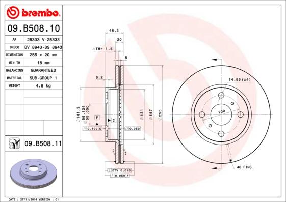 Brembo 09.B508.10 - Kočioni disk www.molydon.hr