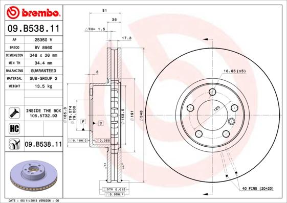 Brembo 09.B538.11 - Kočioni disk www.molydon.hr