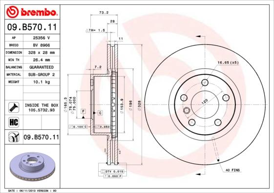 Brembo 09.B570.11 - Kočioni disk www.molydon.hr