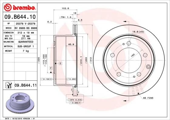 Brembo 09.B644.10 - Kočioni disk www.molydon.hr