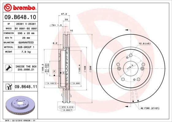 Brembo 09.B648.10 - Kočioni disk www.molydon.hr